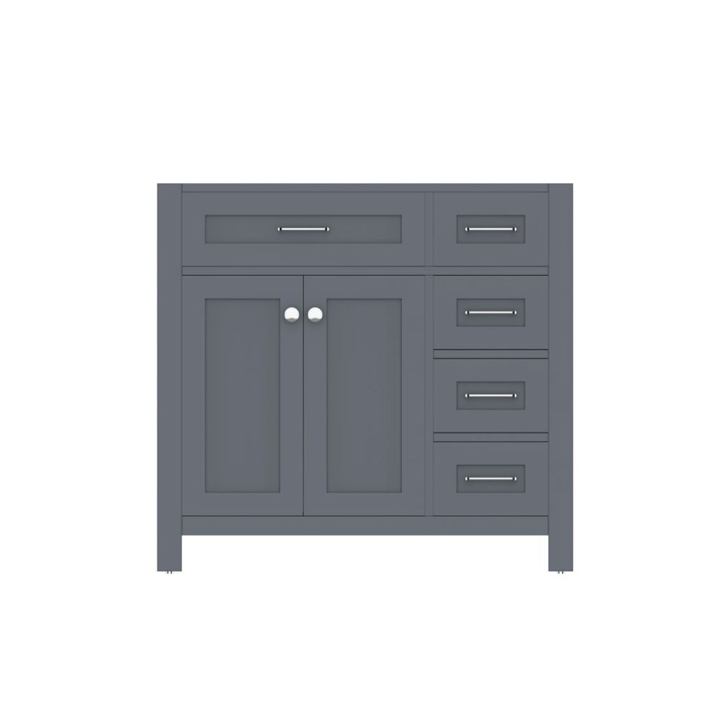 Alya Bath Norwalk  36" Single Gray Freestanding Bathroom Vanity with Drawer and Brushed Nickel Edge Handles - HE-101-36-DR-G