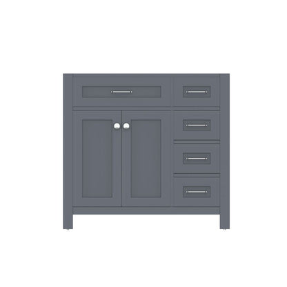 Alya Bath Norwalk  36" Single Gray Freestanding Bathroom Vanity with Drawer and Brushed Nickel Edge Handles - HE-101-36-DR-G