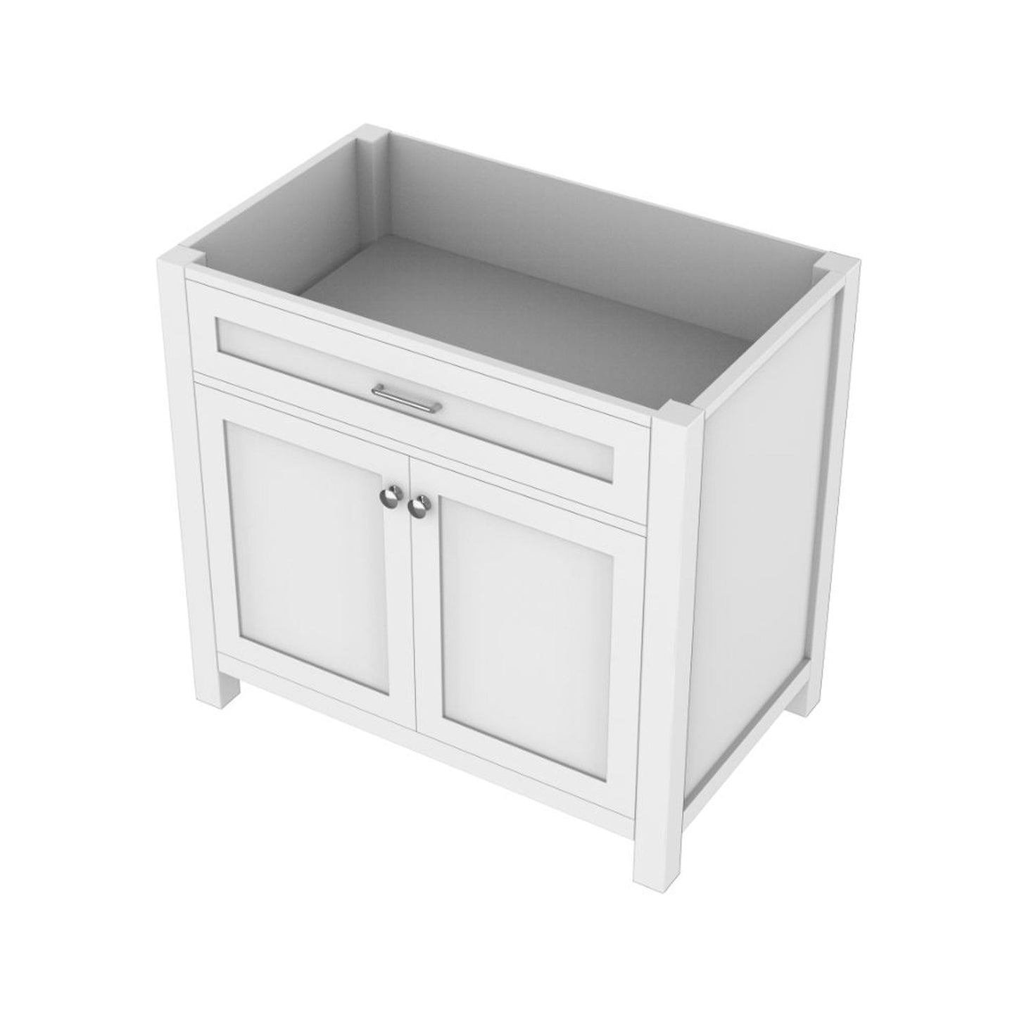 Alya Bath Norwalk 36" Single White Freestanding Bathroom Vanity With Brushed Nickel Edge Handles - HE-101-36-W