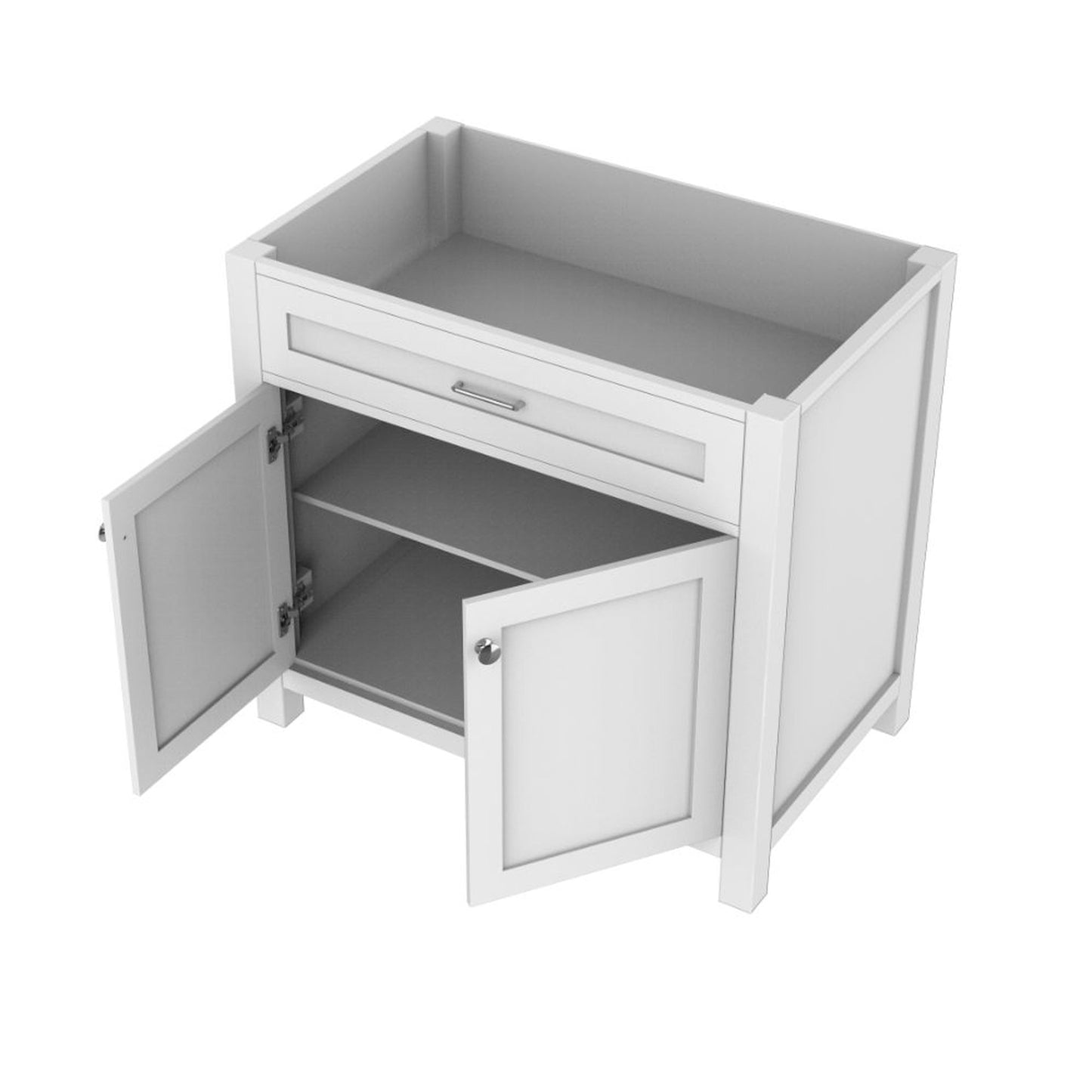 Alya Bath Norwalk 36" Single White Freestanding Bathroom Vanity With Brushed Nickel Edge Handles - HE-101-36-W