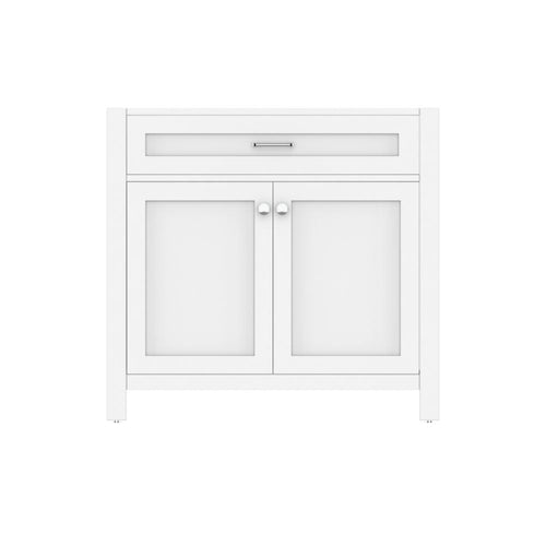 Alya Bath Norwalk 36" Single White Freestanding Bathroom Vanity With Brushed Nickel Edge Handles - HE-101-36-W