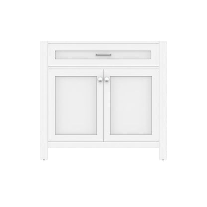 Alya Bath Norwalk 36" Single White Freestanding Bathroom Vanity With Brushed Nickel Edge Handles - HE-101-36-W