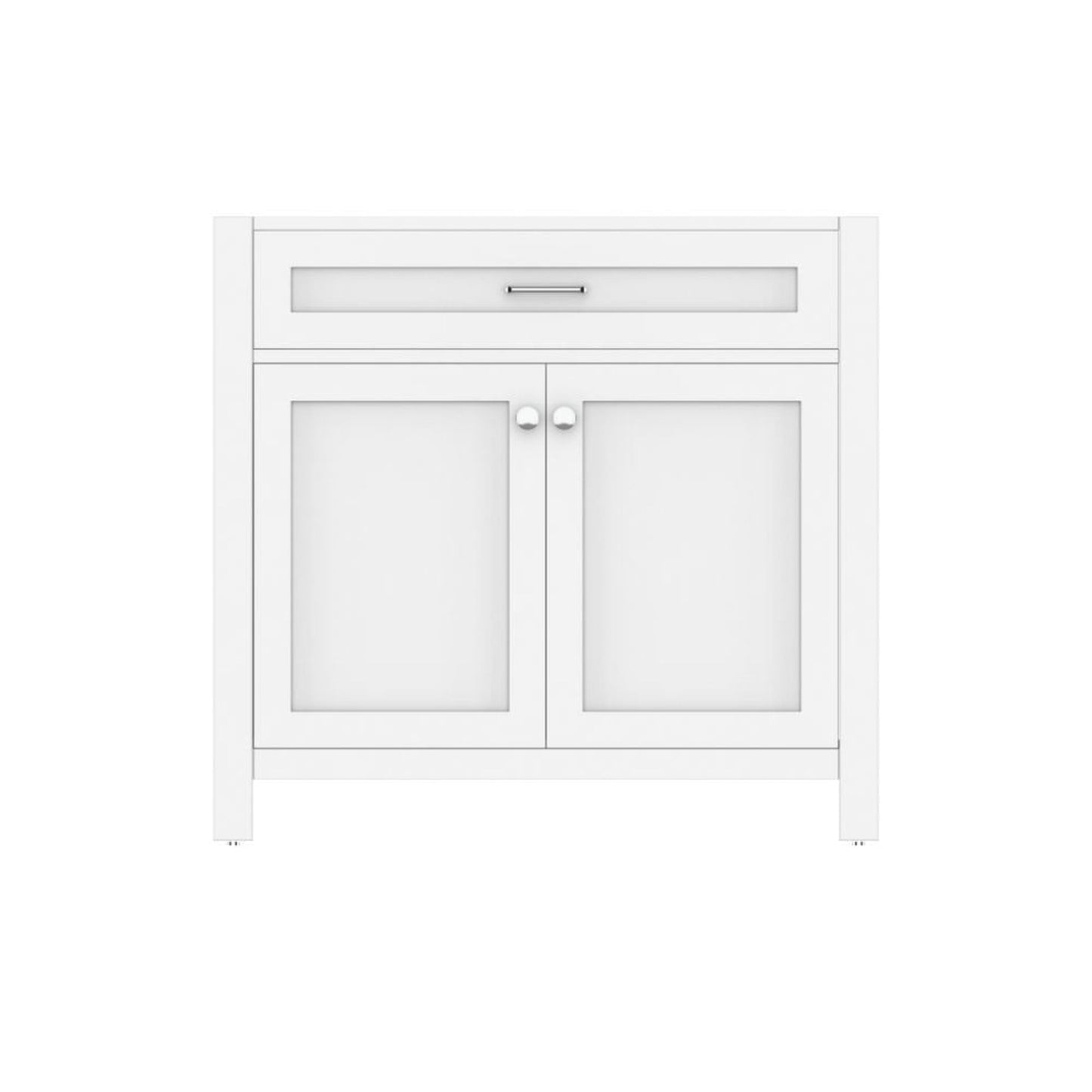 Alya Bath Norwalk 36" Single White Freestanding Bathroom Vanity With Brushed Nickel Edge Handles - HE-101-36-W