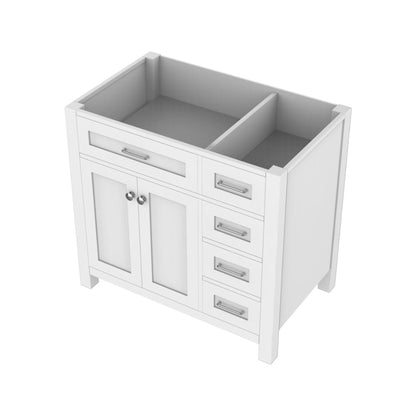 Alya Bath Norwalk  36" Single White Freestanding Bathroom Vanity with Drawer and Brushed Nickel Edge Handles - HE-101-36-DR-W