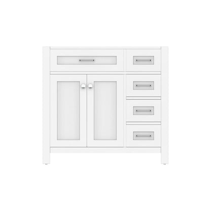 Alya Bath Norwalk  36" Single White Freestanding Bathroom Vanity with Drawer and Brushed Nickel Edge Handles - HE-101-36-DR-W
