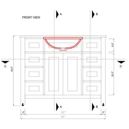 Alya Bath Norwalk 42" Single Blue Freestanding Bathroom Vanity With Carrara Marble Top, Ceramic Sink and Wall Mounted Mirror - HE-101-42-B-CWMT + HE-101/102-42-B-M