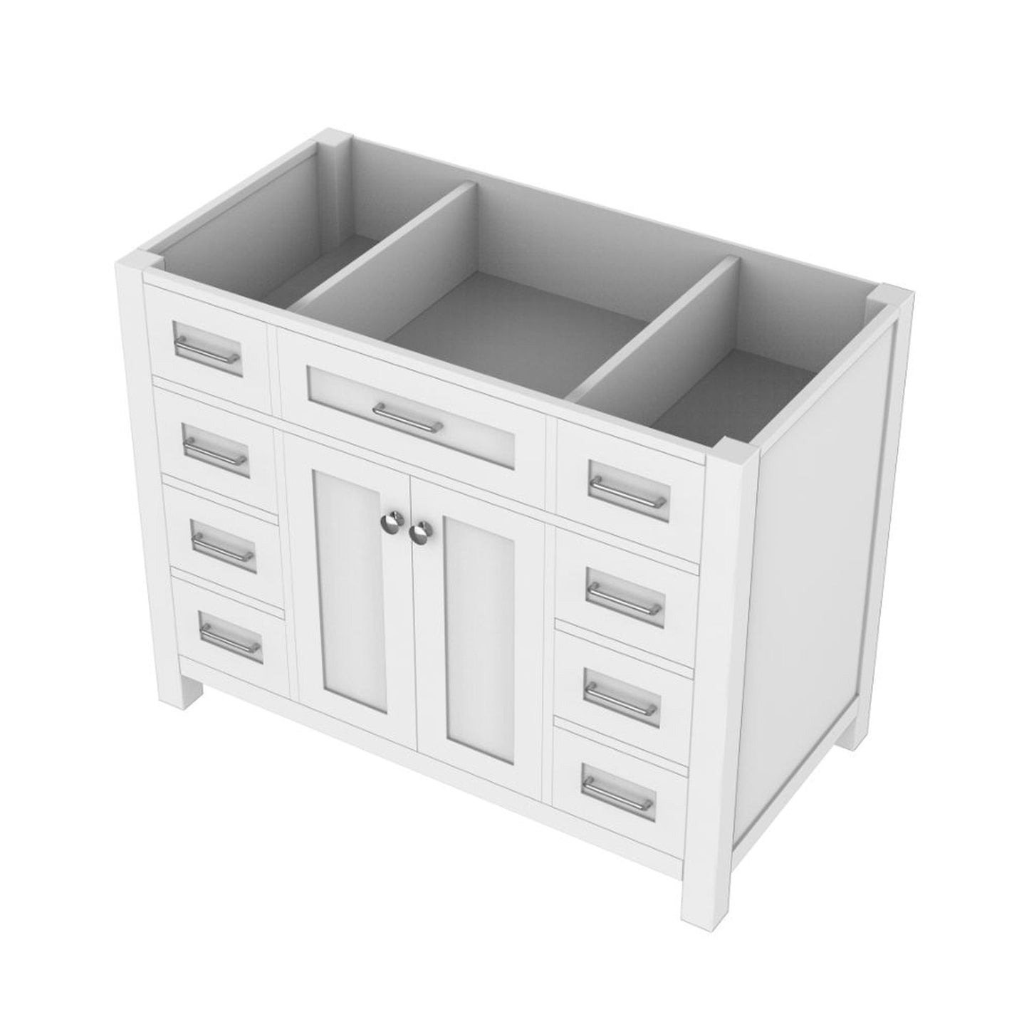 Alya Bath Norwalk 42" Single White Freestanding Bathroom Vanity With Brushed Nickel Edge Handles - HE-101-42-W