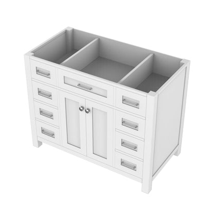 Alya Bath Norwalk 42" Single White Freestanding Bathroom Vanity With Brushed Nickel Edge Handles - HE-101-42-W