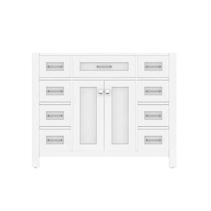 Alya Bath Norwalk 42" Single White Freestanding Bathroom Vanity With Brushed Nickel Edge Handles - HE-101-42-W