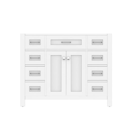 Alya Bath Norwalk 42" Single White Freestanding Bathroom Vanity With Brushed Nickel Edge Handles - HE-101-42-W