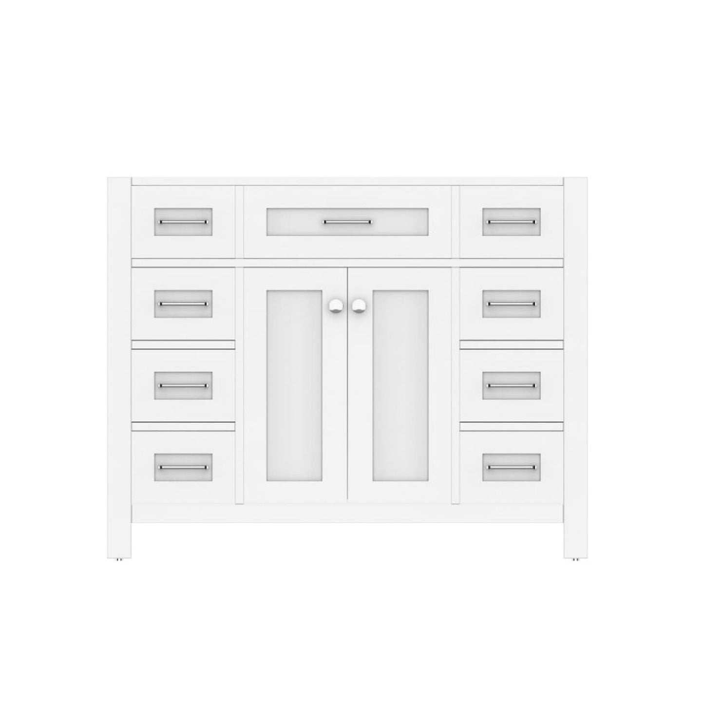 Alya Bath Norwalk 42" Single White Freestanding Bathroom Vanity With Brushed Nickel Edge Handles - HE-101-42-W