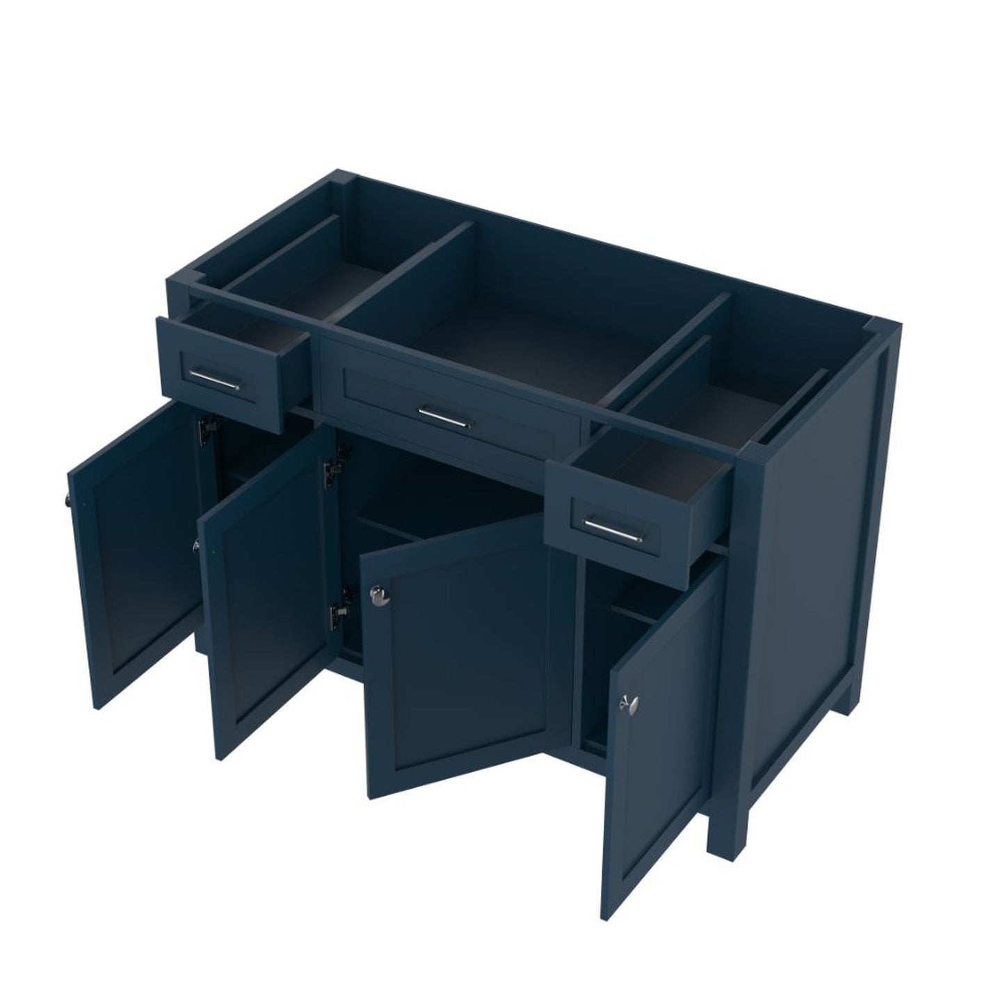 Alya Bath Norwalk 48" Single Blue Freestanding Bathroom Vanity With Brushed Nickel Edge Handles - HE-101-48-B