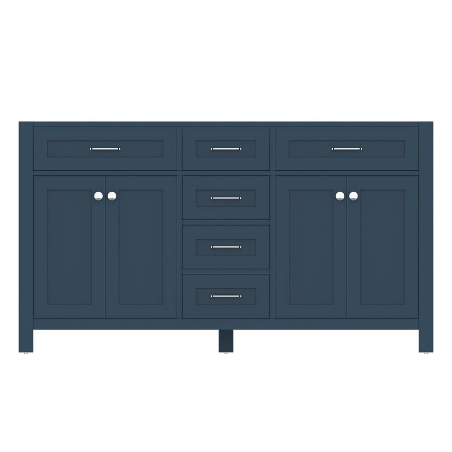 Alya Bath Norwalk 60" Double Blue Freestanding  Bathroom Vanity  With Brushed Nickel Edge Handles - HE-101-60D-B
