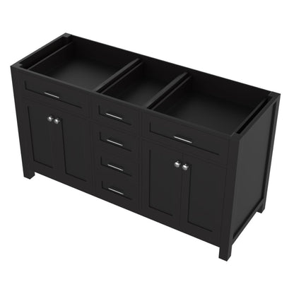 Alya Bath Norwalk 60" Double Espresso Freestanding  Bathroom Vanity  With Brushed Nickel Edge Handles - HE-101-60D-E