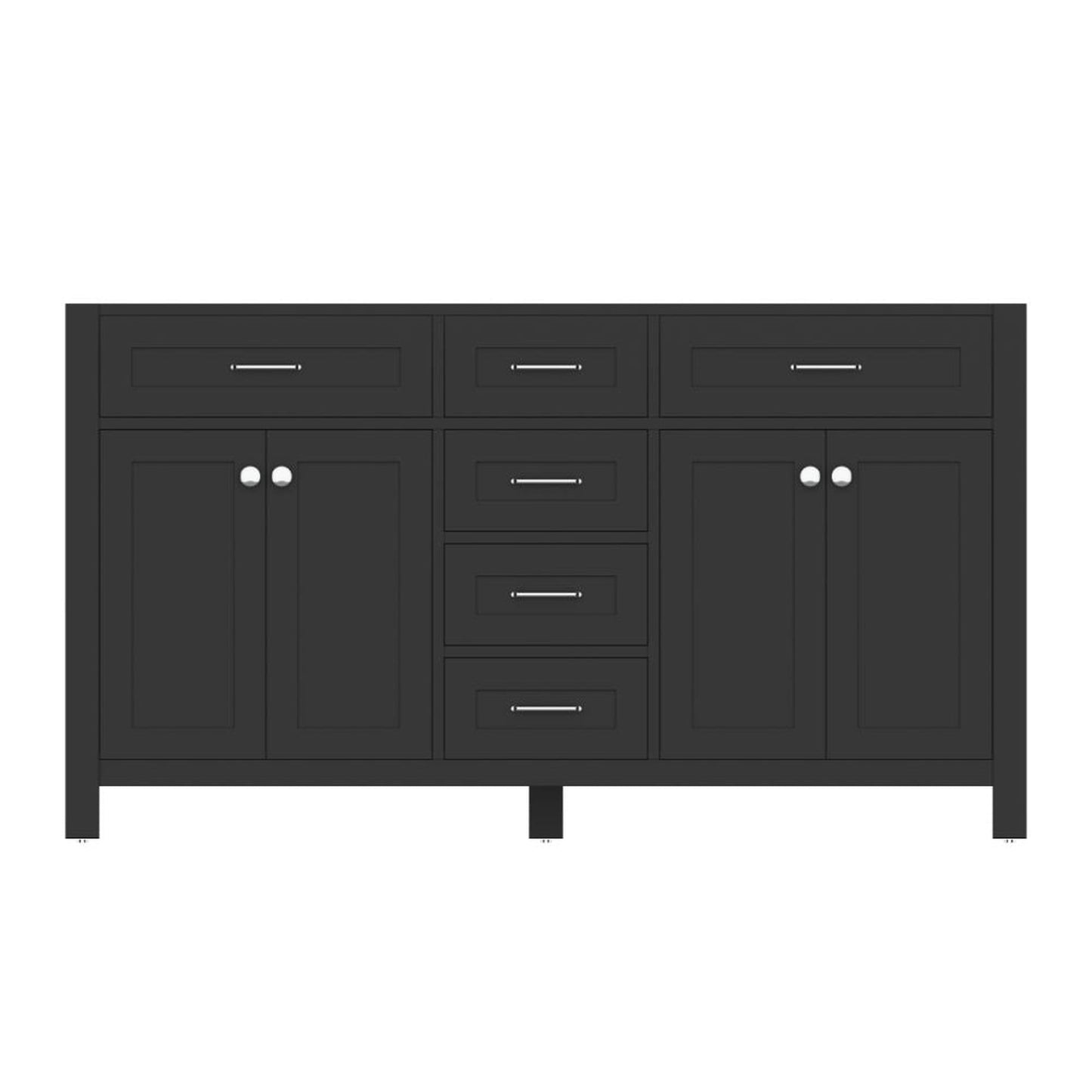Alya Bath Norwalk 60" Double Espresso Freestanding  Bathroom Vanity  With Brushed Nickel Edge Handles - HE-101-60D-E