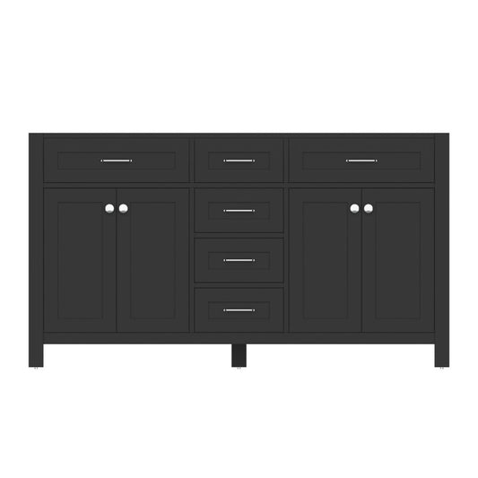 Alya Bath Norwalk 60" Double Espresso Freestanding  Bathroom Vanity  With Brushed Nickel Edge Handles - HE-101-60D-E
