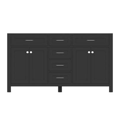 Alya Bath Norwalk 60" Double Espresso Freestanding  Bathroom Vanity  With Brushed Nickel Edge Handles - HE-101-60D-E