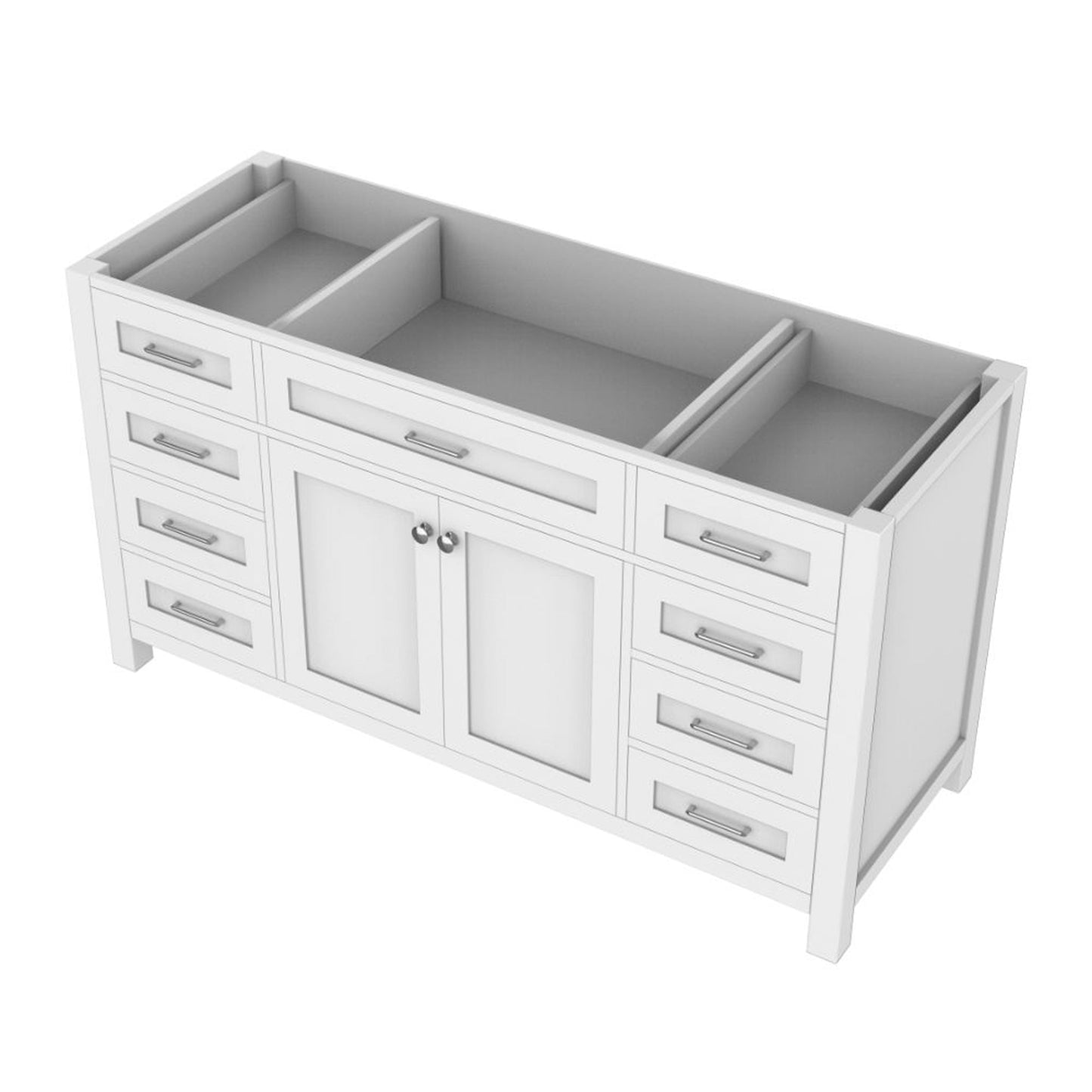 Alya Bath Norwalk 60" Single White Freestanding  Bathroom Vanity  With Brushed Nickel Edge Handles - HE-101-60S-W