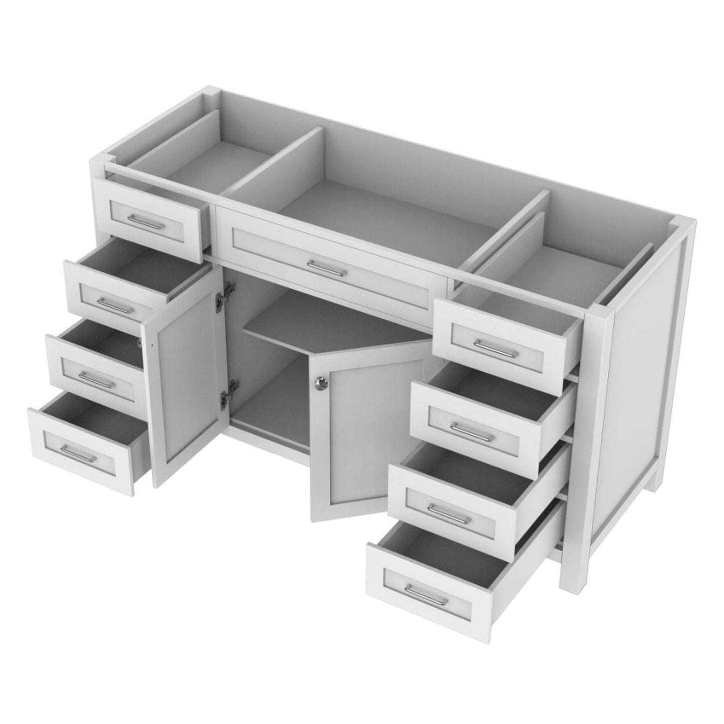 Alya Bath Norwalk 60" Single White Freestanding  Bathroom Vanity  With Brushed Nickel Edge Handles - HE-101-60S-W