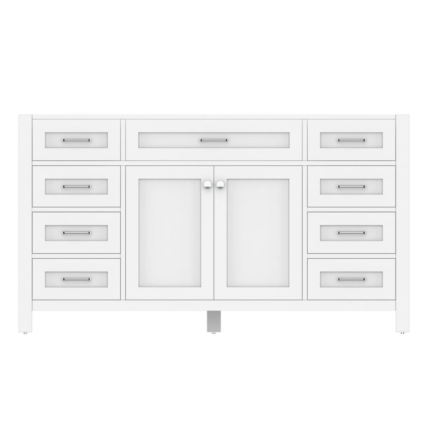 Alya Bath Norwalk 60" Single White Freestanding  Bathroom Vanity  With Brushed Nickel Edge Handles - HE-101-60S-W