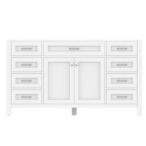 Alya Bath Norwalk 60" Single White Freestanding  Bathroom Vanity  With Brushed Nickel Edge Handles - HE-101-60S-W