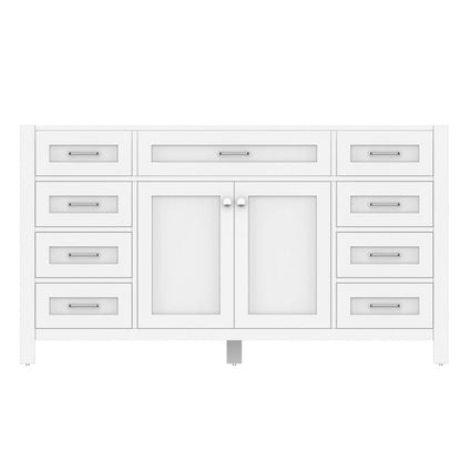 Alya Bath Norwalk 60" Single White Freestanding  Bathroom Vanity  With Brushed Nickel Edge Handles - HE-101-60S-W