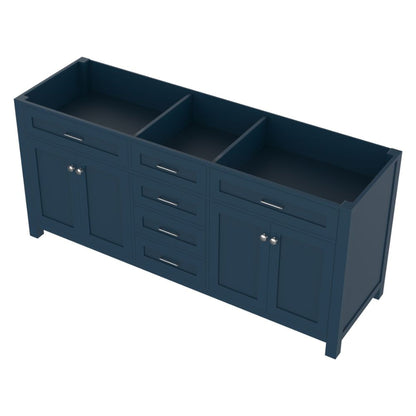 Alya Bath Norwalk 72" Double Blue Freestanding Bathroom Vanity With Brushed Nickel Edge Handles - HE-101-72D-B