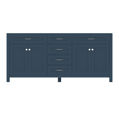 Alya Bath Norwalk 72" Double Blue Freestanding Bathroom Vanity With Brushed Nickel Edge Handles - HE-101-72D-B