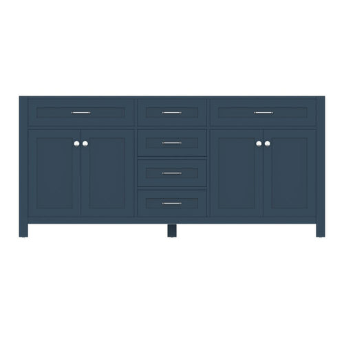 Alya Bath Norwalk 72" Double Blue Freestanding Bathroom Vanity With Brushed Nickel Edge Handles - HE-101-72D-B