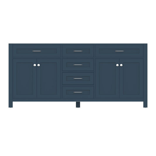 Alya Bath Norwalk 72" Double Blue Freestanding Bathroom Vanity With Brushed Nickel Edge Handles - HE-101-72D-B