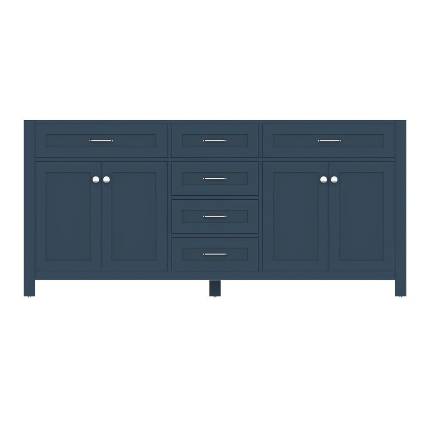 Alya Bath Norwalk 72" Double Blue Freestanding Bathroom Vanity With Brushed Nickel Edge Handles - HE-101-72D-B