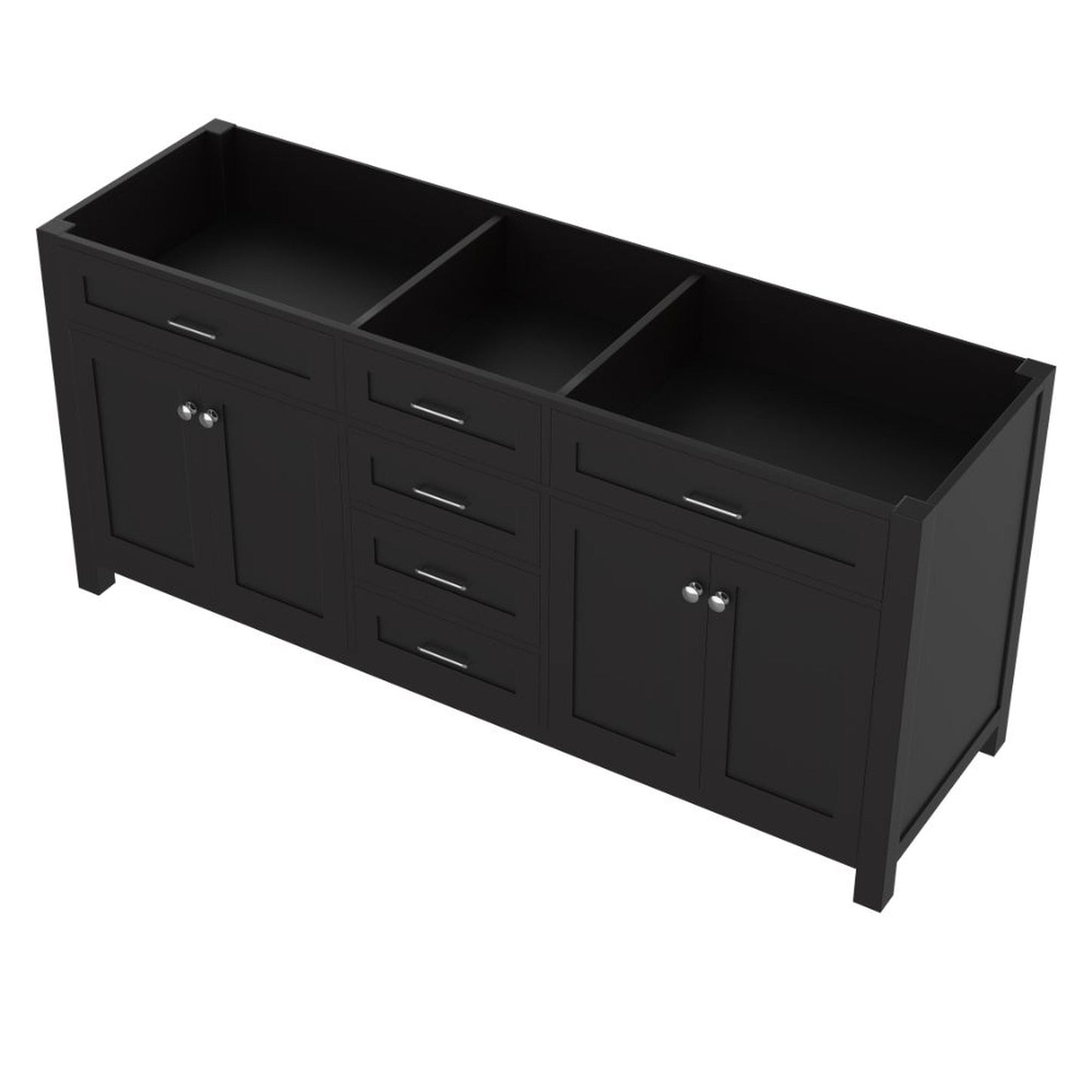 Alya Bath Norwalk 72" Double Espresso Freestanding  Bathroom Vanity  With Brushed Nickel Edge Handles - HE-101-72D-E