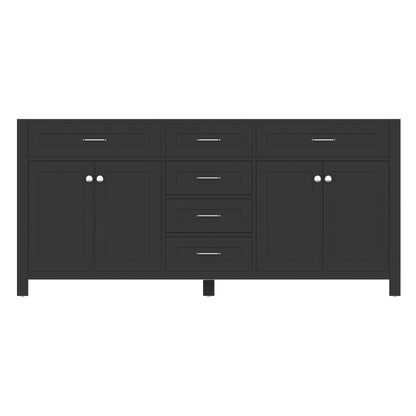 Alya Bath Norwalk 72" Double Espresso Freestanding  Bathroom Vanity  With Brushed Nickel Edge Handles - HE-101-72D-E