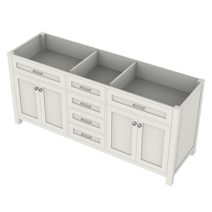 Alya Bath Norwalk 72" Double White Freestanding Bathroom Vanity  With Brushed Nickel Edge Handles - HE-101-72D-W
