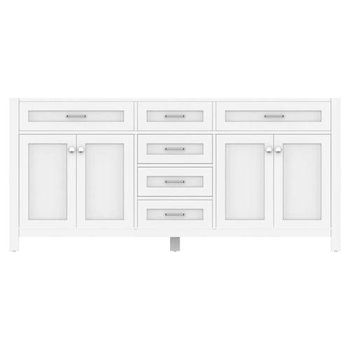 Alya Bath Norwalk 72" Double White Freestanding Bathroom Vanity  With Brushed Nickel Edge Handles - HE-101-72D-W