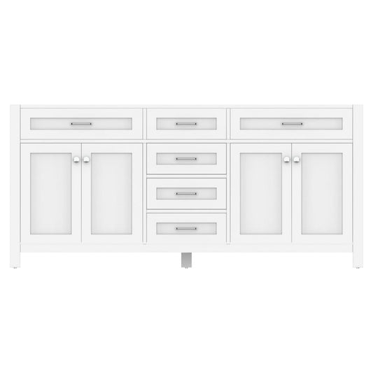 Alya Bath Norwalk 72" Double White Freestanding Bathroom Vanity  With Brushed Nickel Edge Handles - HE-101-72D-W