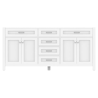 Alya Bath Norwalk 72" Double White Freestanding Bathroom Vanity  With Brushed Nickel Edge Handles - HE-101-72D-W