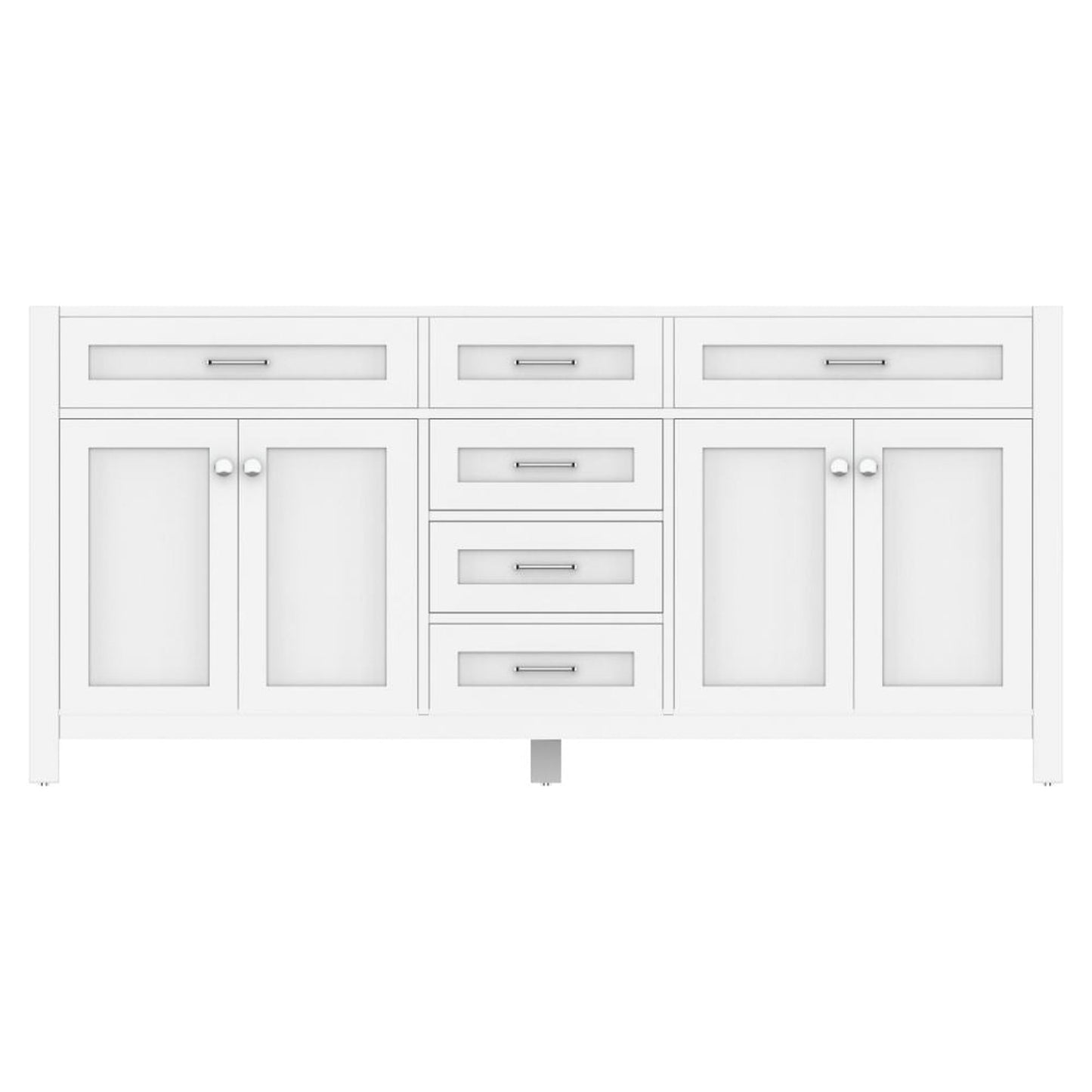 Alya Bath Norwalk 72" Double White Freestanding Bathroom Vanity  With Brushed Nickel Edge Handles - HE-101-72D-W