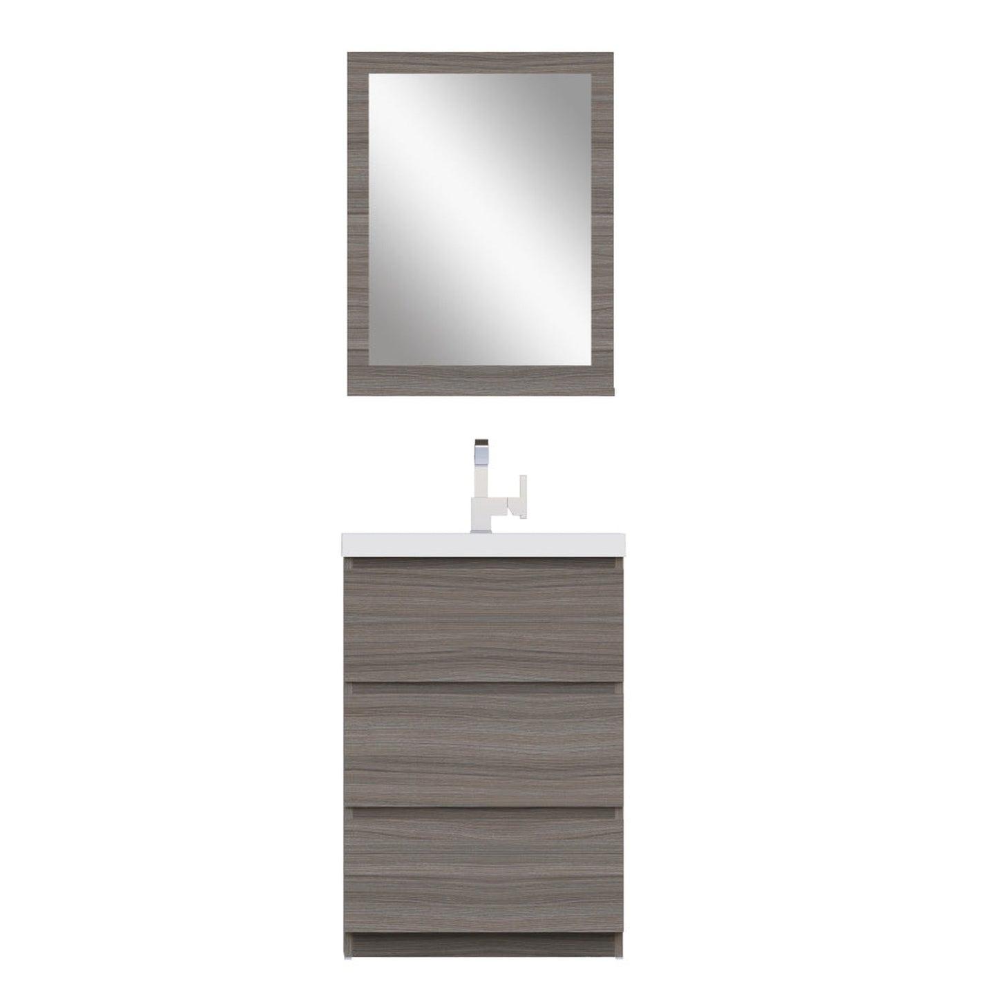 Alya Bath Paterno 24" Single Gray Modern Freestanding Bathroom Vanity With Acrylic Top and Integrated Sink - AB-MOA24-G