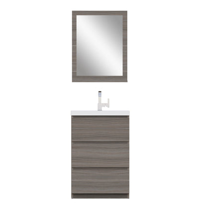 Alya Bath Paterno 24" Single Gray Modern Freestanding Bathroom Vanity With Acrylic Top and Integrated Sink - AB-MOA24-G