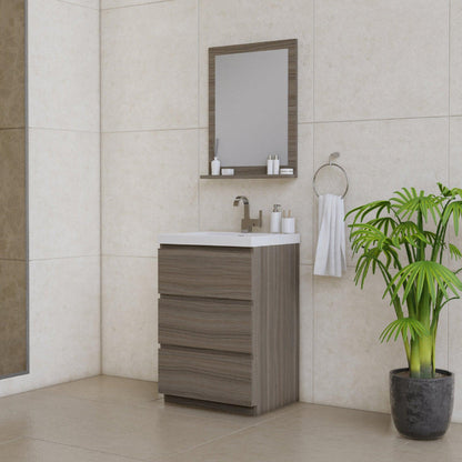 Alya Bath Paterno 24" Single Gray Modern Freestanding Bathroom Vanity With Acrylic Top and Integrated Sink - AB-MOA24-G