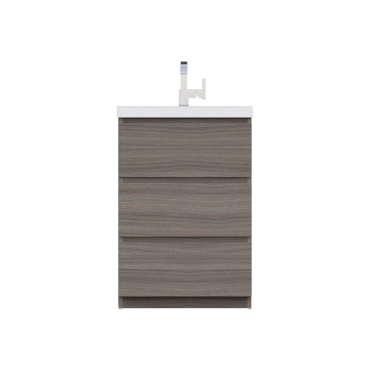 Alya Bath Paterno 24" Single Gray Modern Freestanding Bathroom Vanity With Acrylic Top and Integrated Sink - AB-MOA24-G