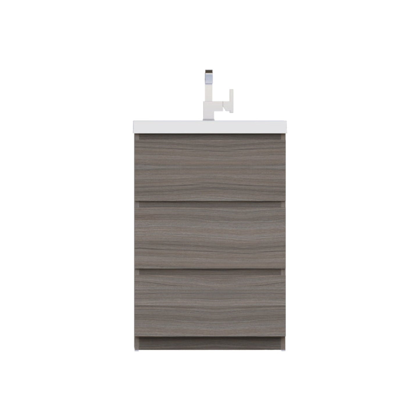 Alya Bath Paterno 24" Single Gray Modern Freestanding Bathroom Vanity With Acrylic Top and Integrated Sink - AB-MOA24-G