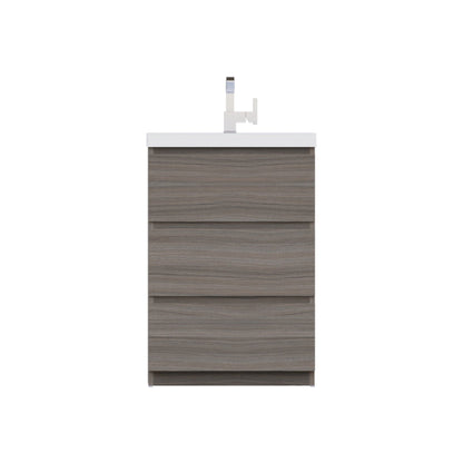Alya Bath Paterno 24" Single Gray Modern Freestanding Bathroom Vanity With Acrylic Top and Integrated Sink - AB-MOA24-G