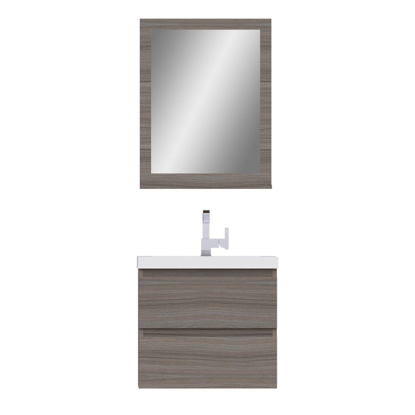 Alya Bath Paterno 24" Single Gray Modern Wall Mounted  Bathroom Vanity With Acrylic Top and Integrated Sink - AB-MOF24-G