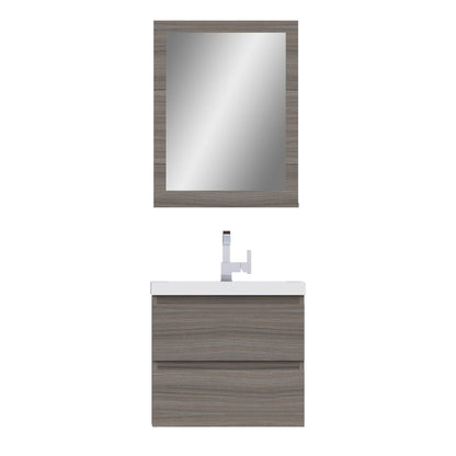 Alya Bath Paterno 24" Single Gray Modern Wall Mounted  Bathroom Vanity With Acrylic Top and Integrated Sink - AB-MOF24-G