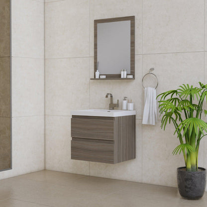 Alya Bath Paterno 24" Single Gray Modern Wall Mounted  Bathroom Vanity With Acrylic Top and Integrated Sink - AB-MOF24-G