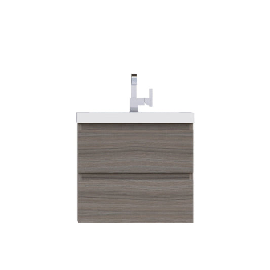 Alya Bath Paterno 24" Single Gray Modern Wall Mounted  Bathroom Vanity With Acrylic Top and Integrated Sink - AB-MOF24-G