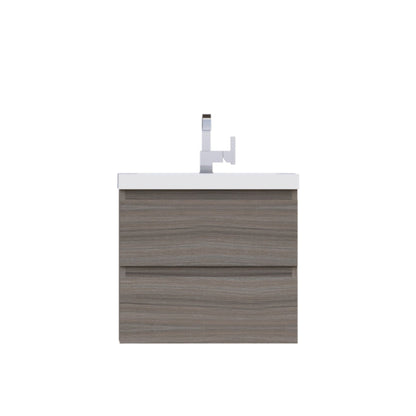 Alya Bath Paterno 24" Single Gray Modern Wall Mounted  Bathroom Vanity With Acrylic Top and Integrated Sink - AB-MOF24-G