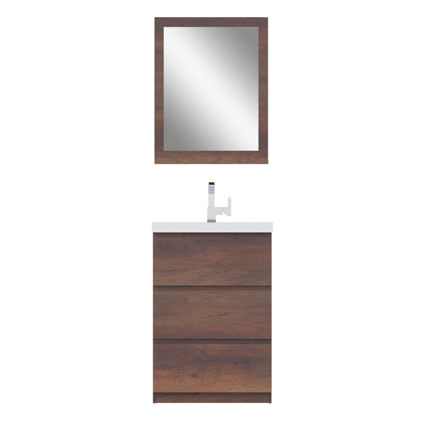 Alya Bath Paterno 24" Single Rosewood Modern Freestanding Bathroom Vanity With Acrylic Top and Integrated Sink - AB-MOA24-RW